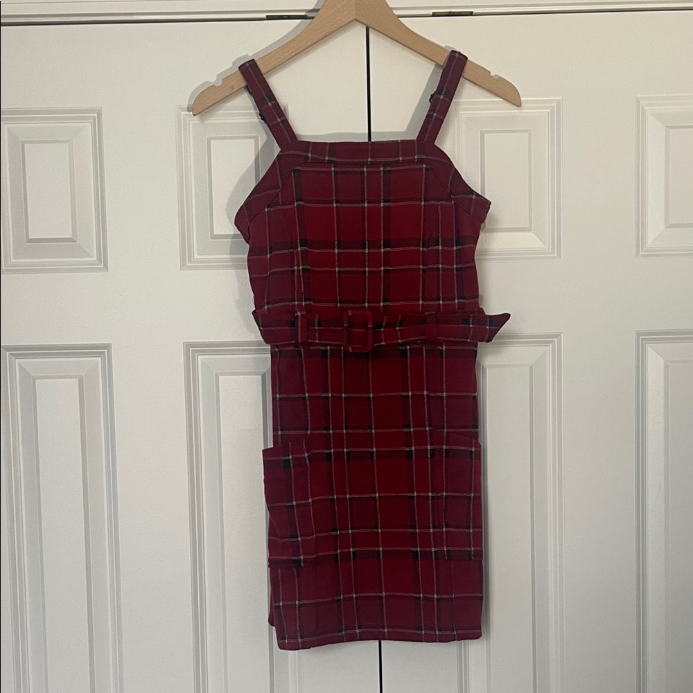 Abercrombie Kids Red Plaid Jumper Dress